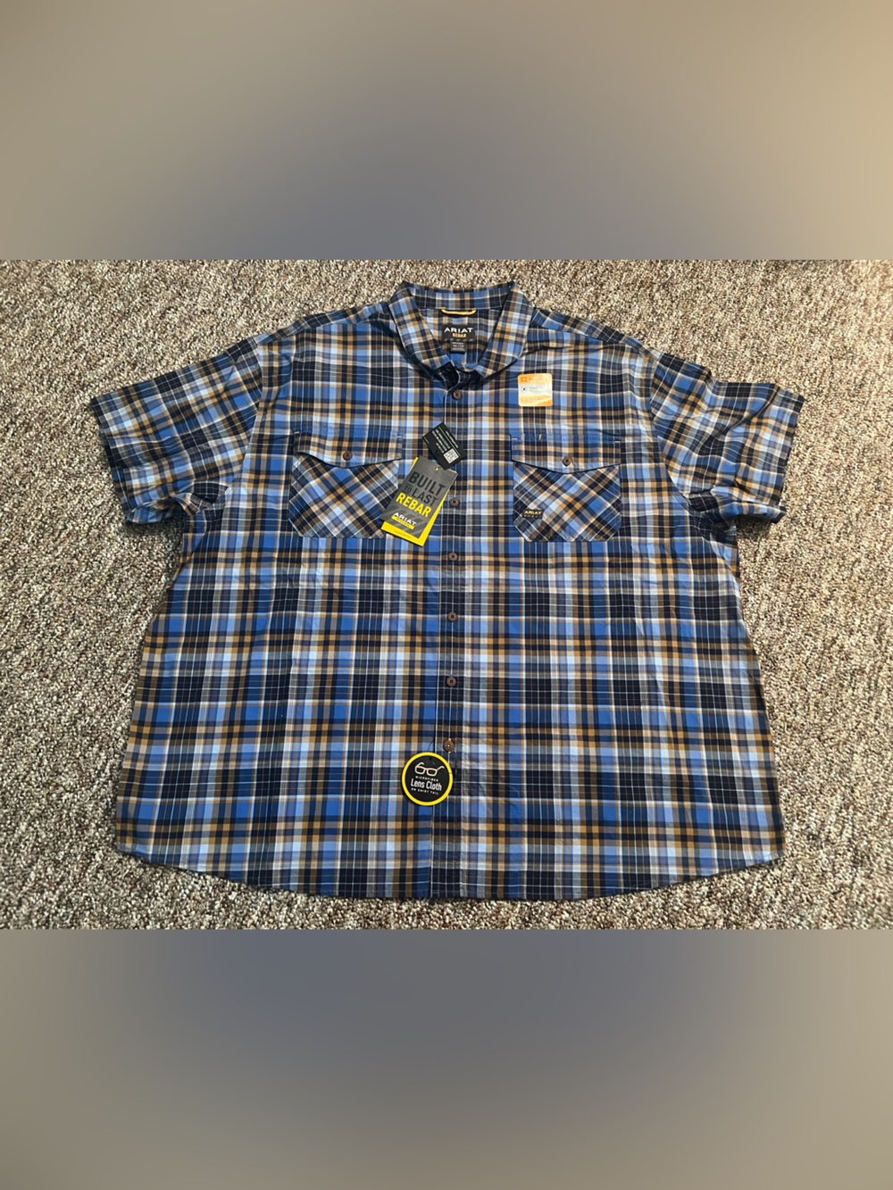 Ariat Rebar Men’s Made Tough Duraster Short Sleeve Button Up Shirt Size 4XL New